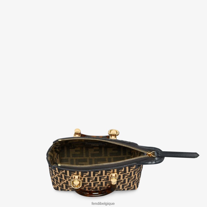 accessoires Fendi petit sac boston en raphia avec motif ff en tissu tapisserie noir femmes 8X8J2J651 Fendi Lunette De Soleil