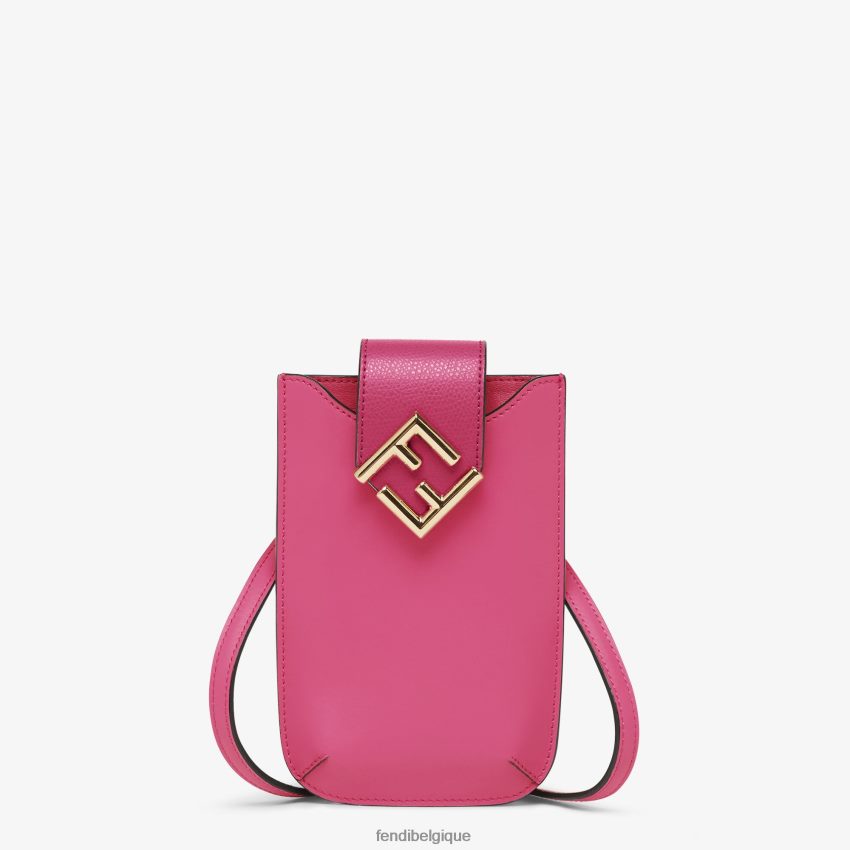 accessoires Fendi pochette bicolore fuchsia et cuir beige femmes 8X8J2J1517 Fendi Belgique