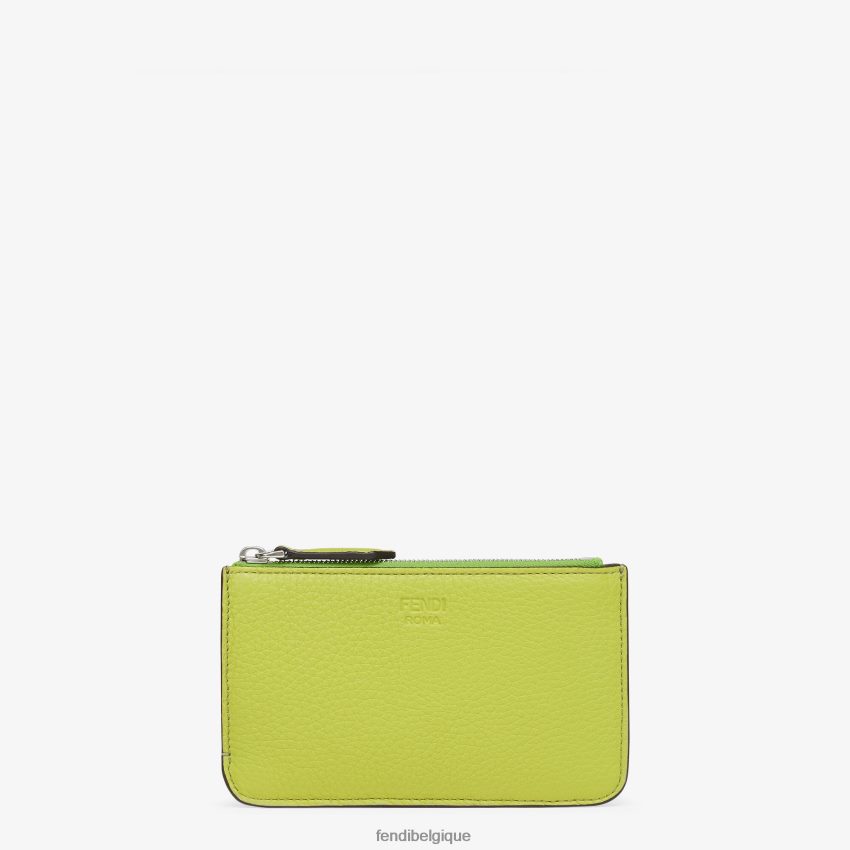 accessoires Fendi pochette en cuir acide vert femmes 8X8J2J1529 Fendi Belgique