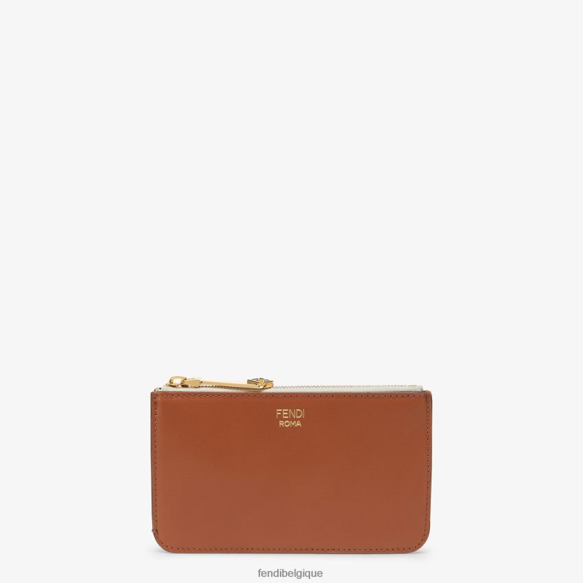 accessoires Fendi pochette en cuir bicolore et cuir camélia multicolore femmes 8X8J2J1439 Fendi Belgique