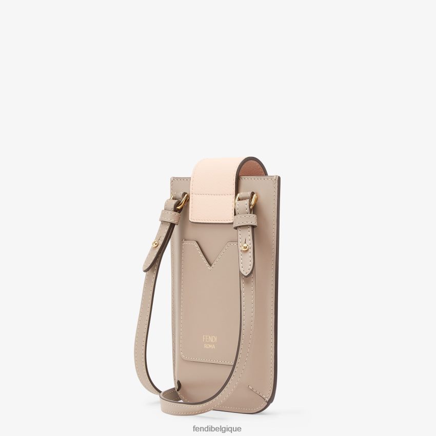 accessoires Fendi pochette en cuir colombe beige femmes 8X8J2J1460 Fendi Belgique