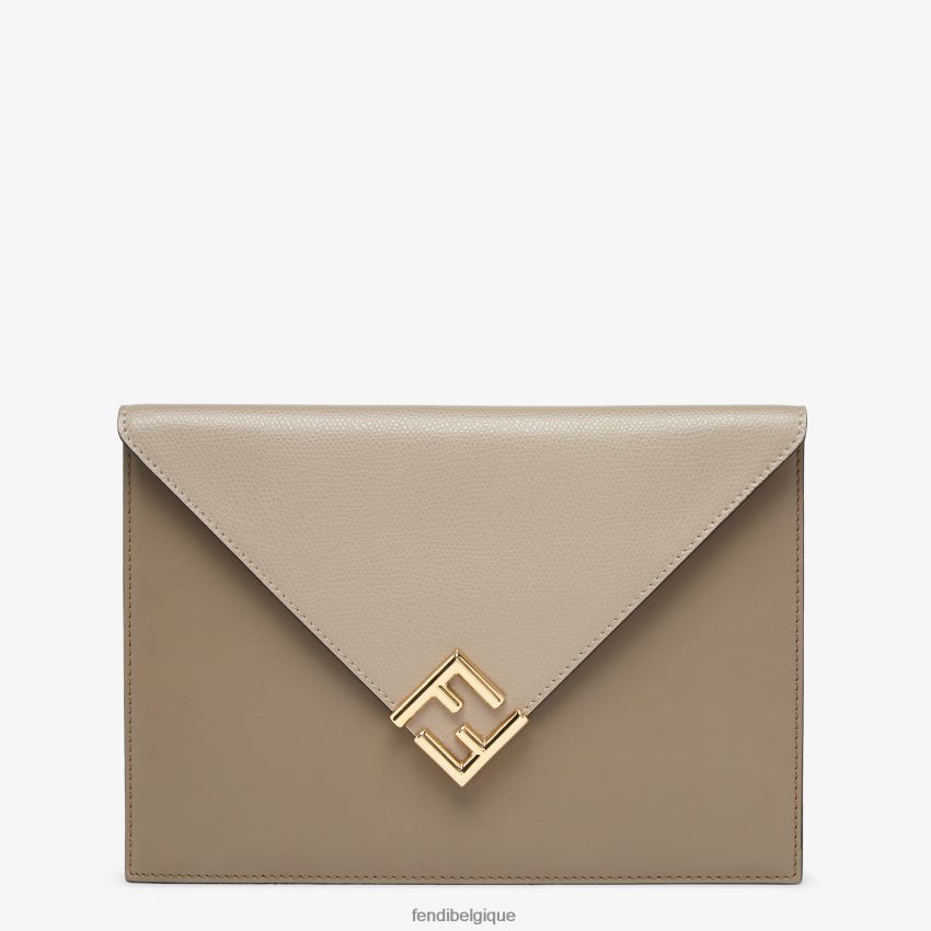 accessoires Fendi pochette en cuir colombe gris femmes 8X8J2J1505 Fendi Belgique