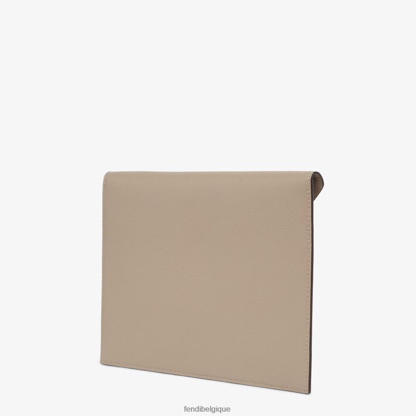 accessoires Fendi pochette en cuir colombe gris femmes 8X8J2J1505 Fendi Belgique