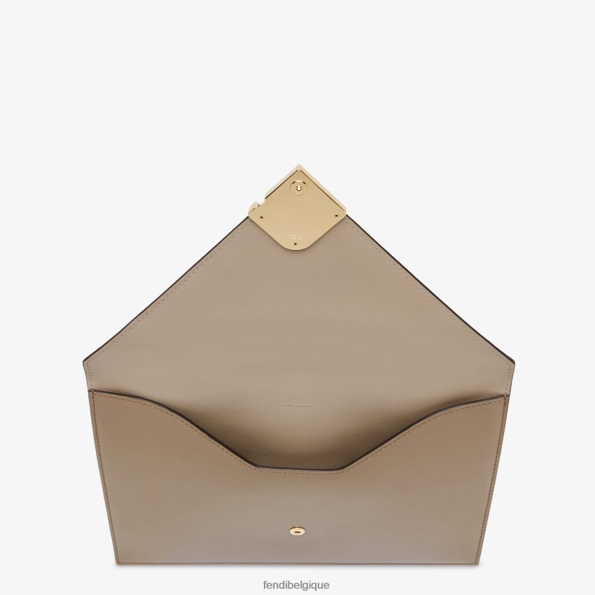 accessoires Fendi pochette en cuir colombe gris femmes 8X8J2J1505 Fendi Belgique