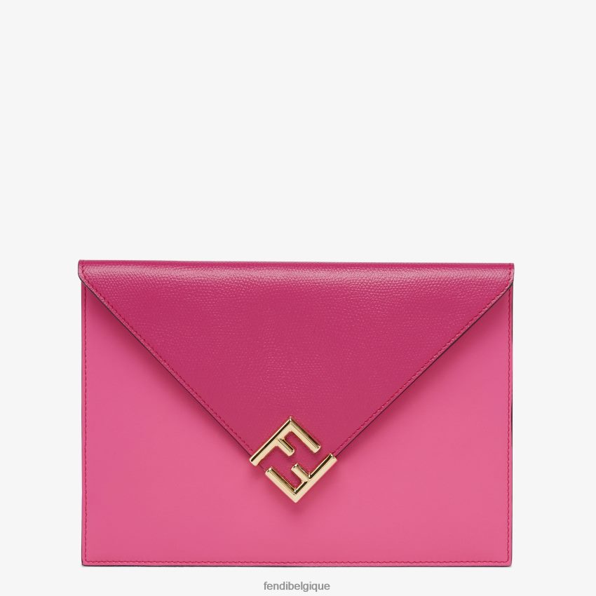 accessoires Fendi pochette en cuir fuchsia et bicolore rose femmes 8X8J2J1504 Fendi Sac