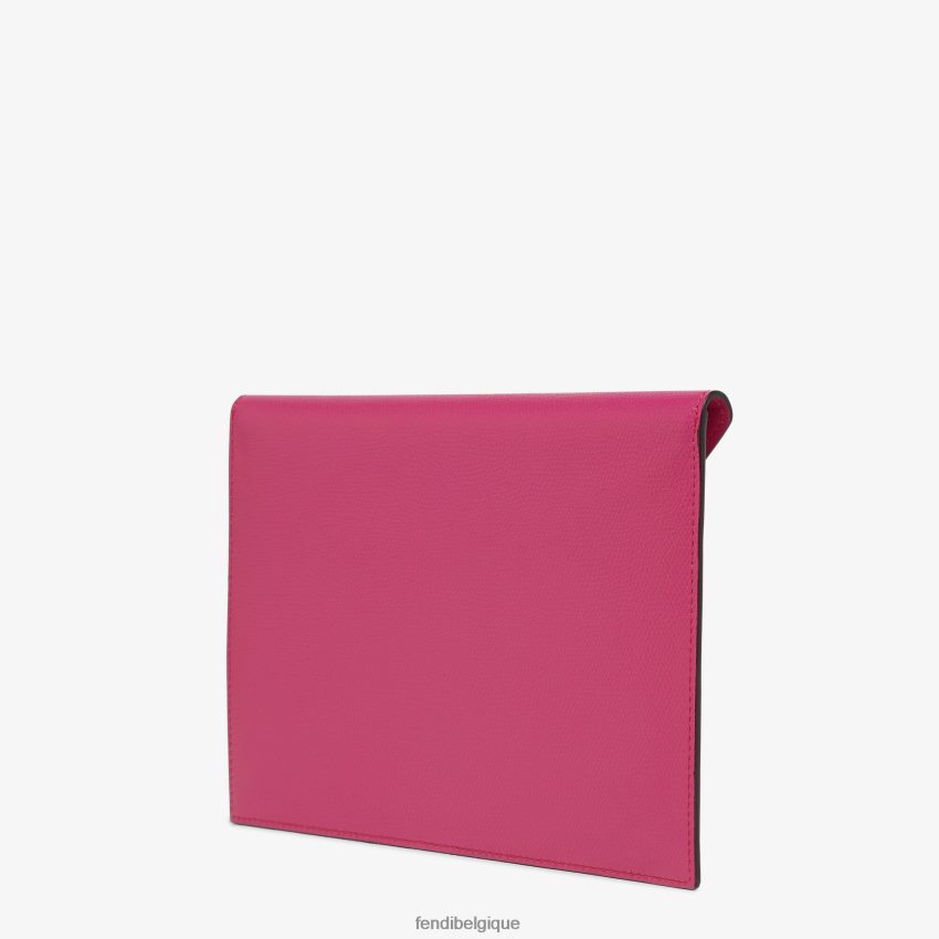 accessoires Fendi pochette en cuir fuchsia et bicolore rose femmes 8X8J2J1504 Fendi Sac