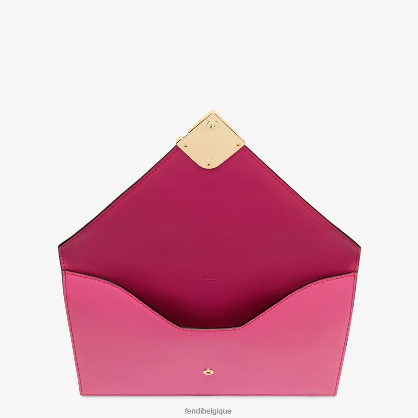 accessoires Fendi pochette en cuir fuchsia et bicolore rose femmes 8X8J2J1504 Fendi Sac