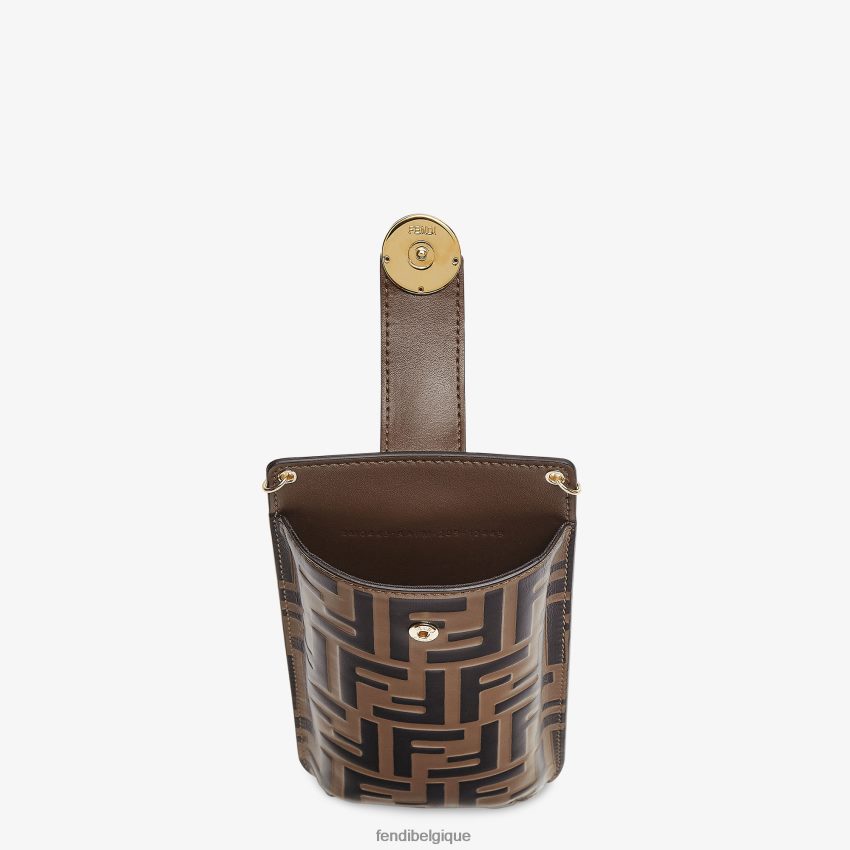 accessoires Fendi pochette en cuir pour téléphone brun femmes 8X8J2J1564 Fendi Sac