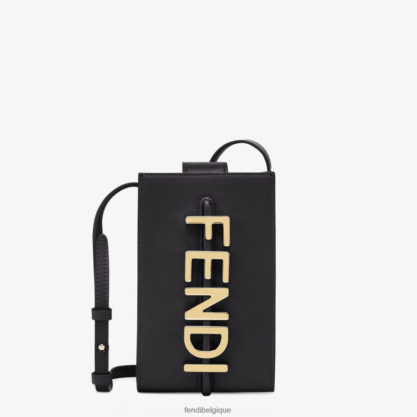 accessoires Fendi pochette en cuir pour téléphone graphique noir femmes 8X8J2J1432 Fendi Sac