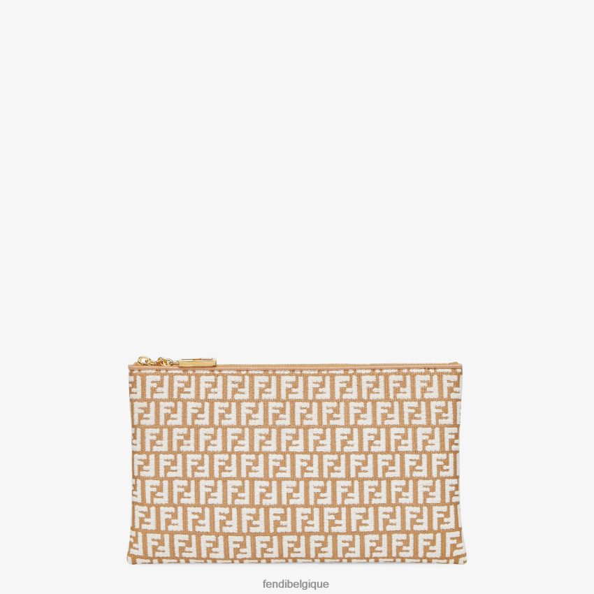 accessoires Fendi pochette en raphia avec motif ff rose femmes 8X8J2J1506 Fendi Lunette De Soleil
