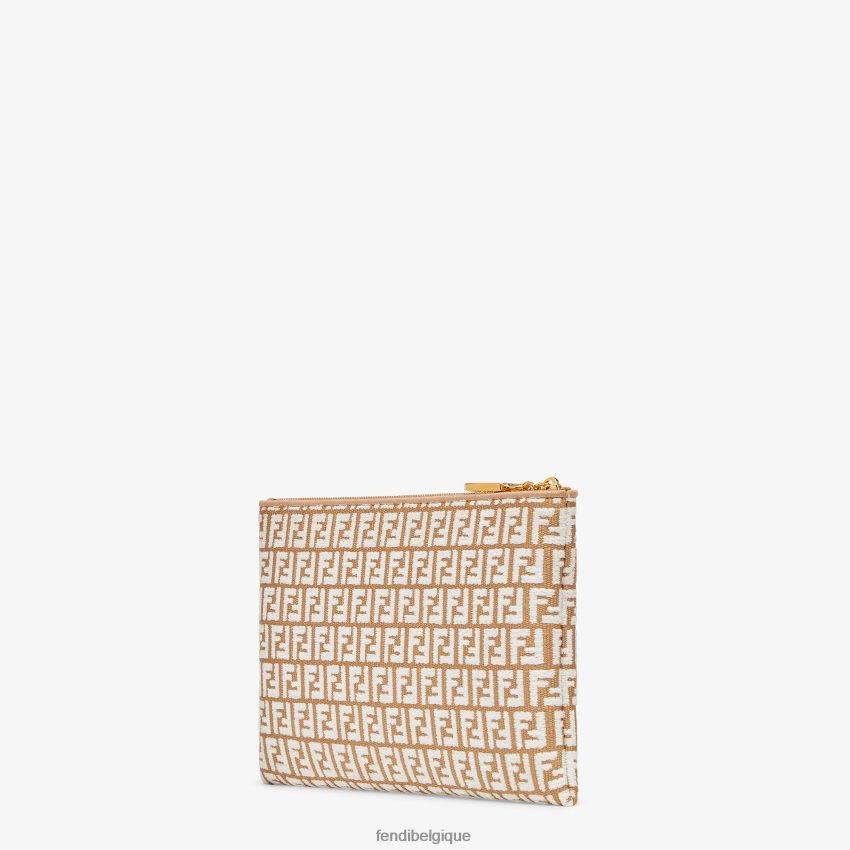 accessoires Fendi pochette en raphia avec motif ff rose femmes 8X8J2J1506 Fendi Lunette De Soleil