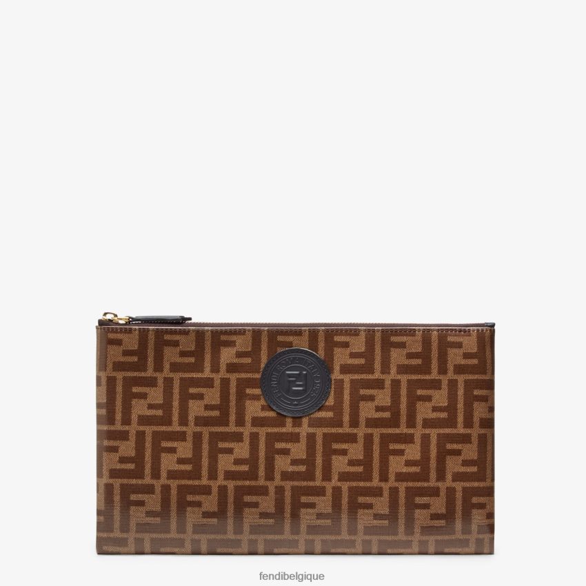 accessoires Fendi pochette en tissu brun femmes 8X8J2J1589 Fendi Belgique