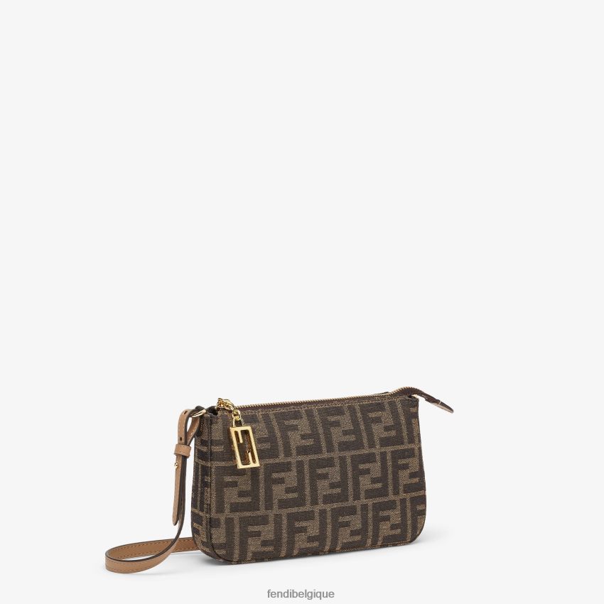 accessoires Fendi pochette en tissu jacquard ff avec chaîne brun femmes 8X8J2J537 Fendi Lunette De Soleil
