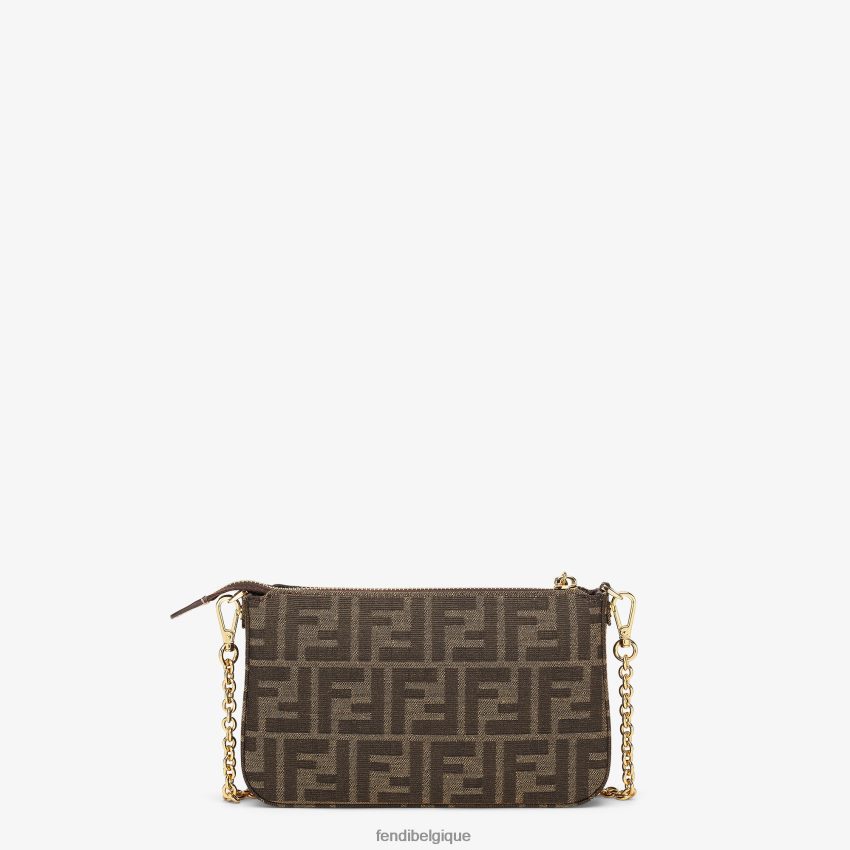 accessoires Fendi pochette en tissu jacquard ff avec chaîne brun femmes 8X8J2J537 Fendi Lunette De Soleil