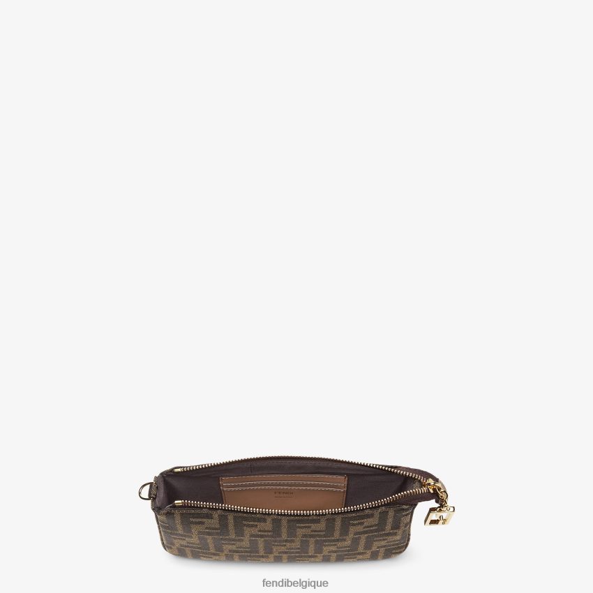 accessoires Fendi pochette en tissu jacquard ff avec chaîne brun femmes 8X8J2J537 Fendi Lunette De Soleil