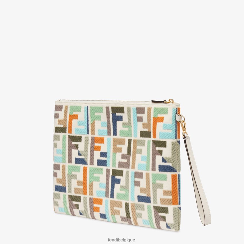 accessoires Fendi pochette en toile avec broderie ff multicolore femmes 8X8J2J1519 Fendi Sac