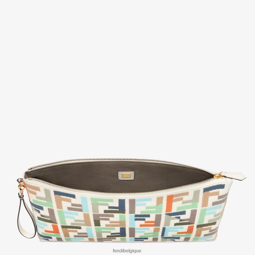 accessoires Fendi pochette en toile avec broderie ff multicolore femmes 8X8J2J1519 Fendi Sac