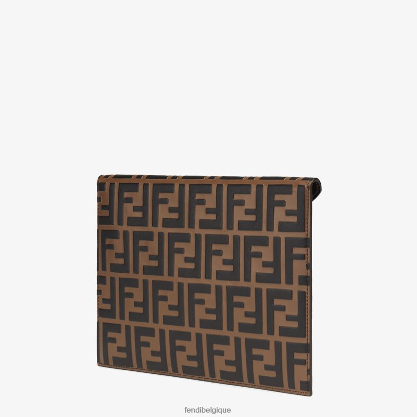 accessoires Fendi pochette plate en cuir brun femmes 8X8J2J1476 Fendi Lunette De Soleil