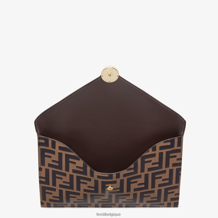 accessoires Fendi pochette plate en cuir brun femmes 8X8J2J1476 Fendi Lunette De Soleil