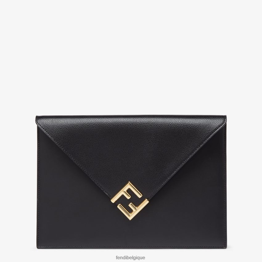 accessoires Fendi pochette plate en cuir à diamants ff noir femmes 8X8J2J1487 Fendi Belgique
