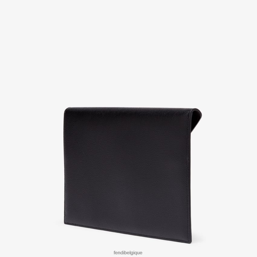 accessoires Fendi pochette plate en cuir à diamants ff noir femmes 8X8J2J1487 Fendi Belgique