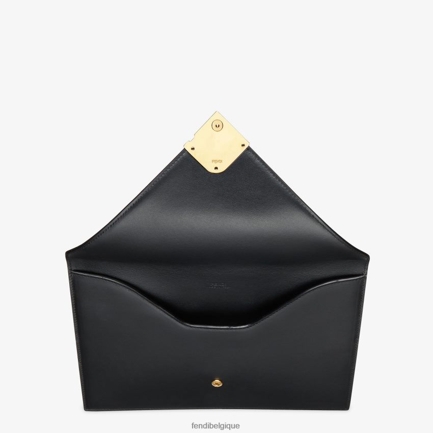 accessoires Fendi pochette plate en cuir à diamants ff noir femmes 8X8J2J1487 Fendi Belgique