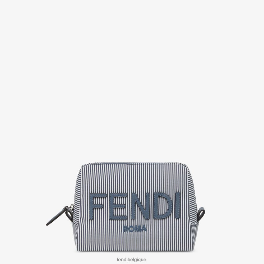 accessoires Fendi trousse de toilette en tissu rayé bleu femmes 8X8J2J1455 Fendi Lunette De Soleil