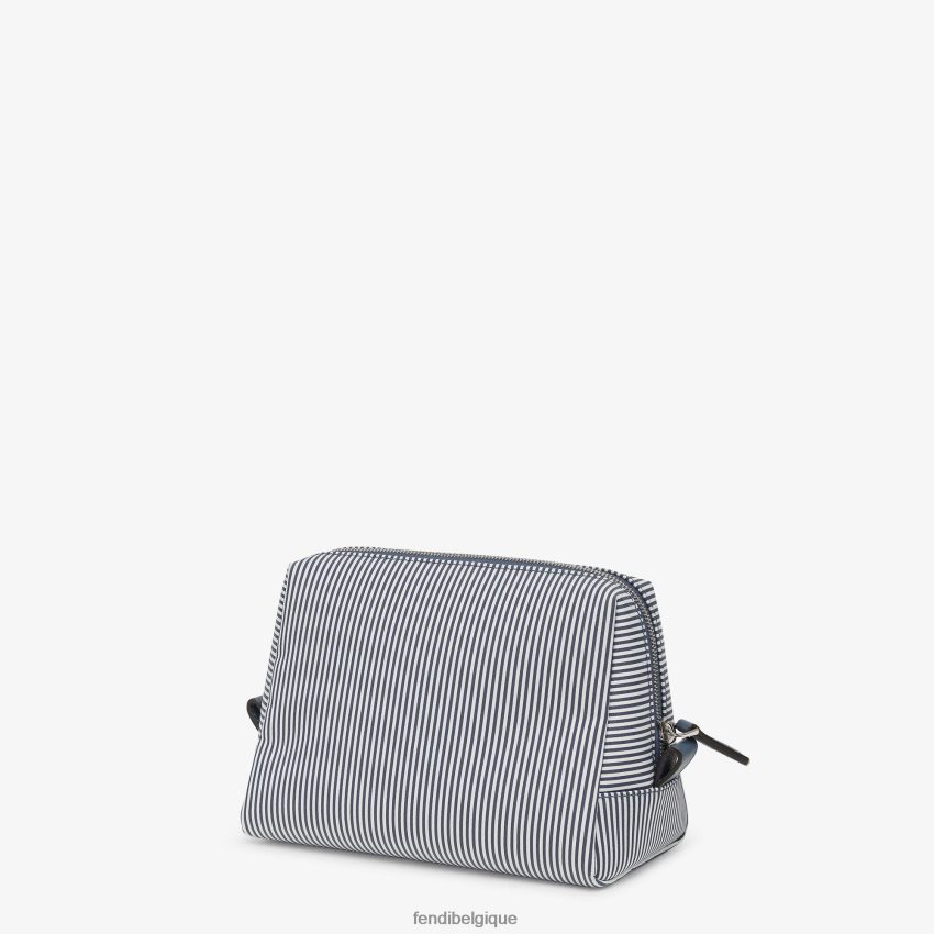 accessoires Fendi trousse de toilette en tissu rayé bleu femmes 8X8J2J1455 Fendi Lunette De Soleil