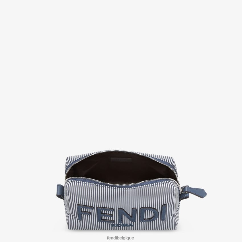 accessoires Fendi trousse de toilette en tissu rayé bleu femmes 8X8J2J1455 Fendi Lunette De Soleil