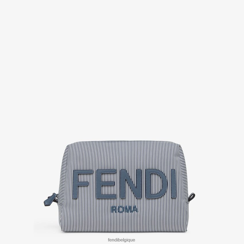 accessoires Fendi trousse de toilette en tissu rayé bleu femmes 8X8J2J1456 Fendi Sac