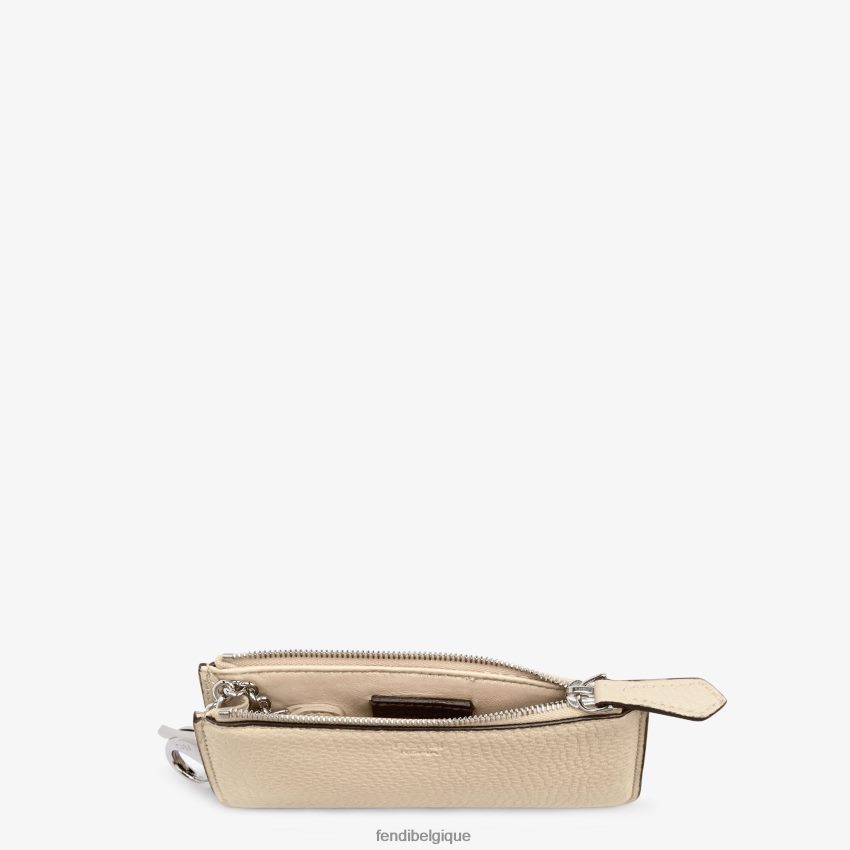 accessoires Fendi étui à clés coucou pochette en cuir beige femmes 8X8J2J1548 Fendi Lunette De Soleil