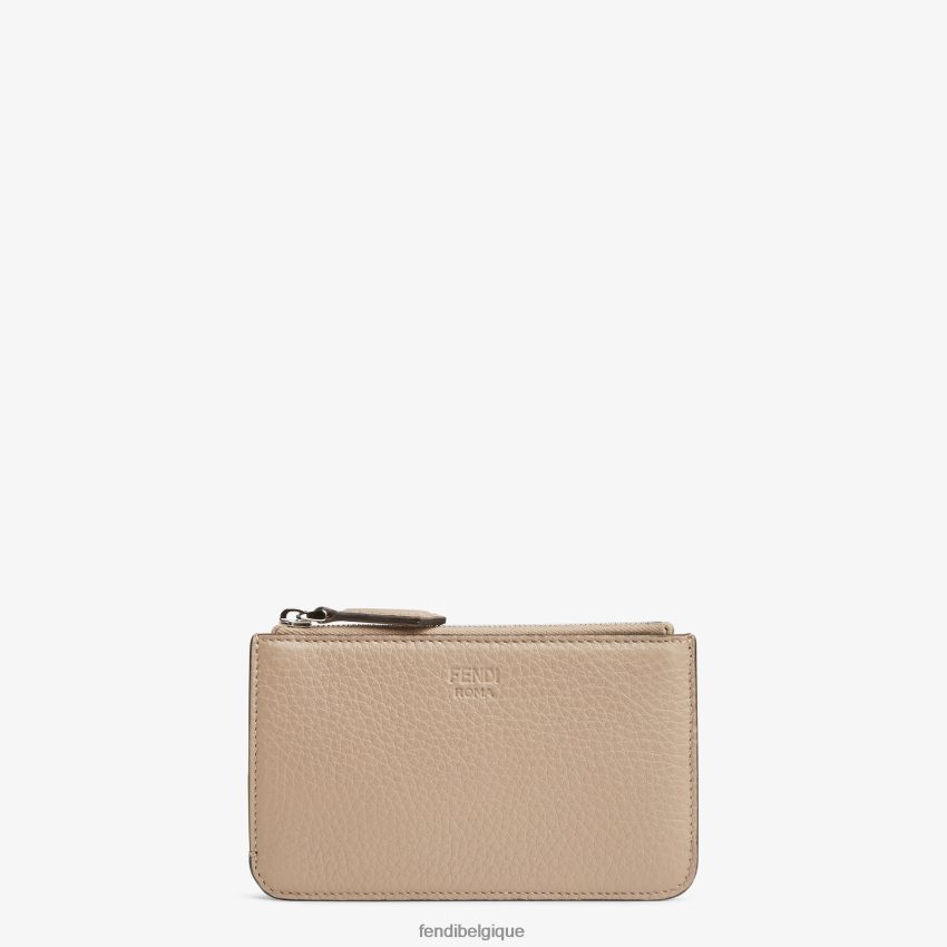 accessoires Fendi étui à clés coucou pochette en cuir beige femmes 8X8J2J1573 Fendi Sac