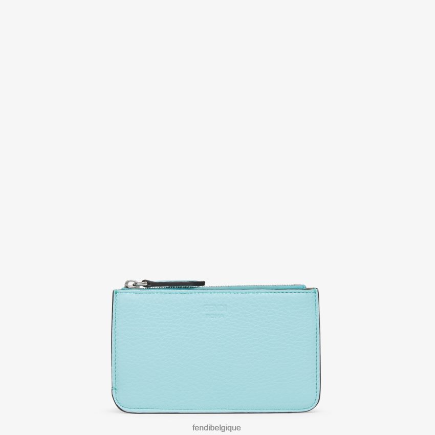 accessoires Fendi étui à clés coucou pochette en cuir bleu clair femmes 8X8J2J1530 Fendi Lunette De Soleil