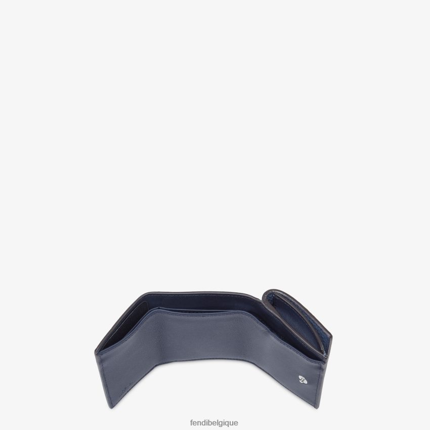 accessoires Fendi Peekaboo - Portefeuille en cuir à trois volets micro bleu femmes 8X8J2J1501 Fendi Sac