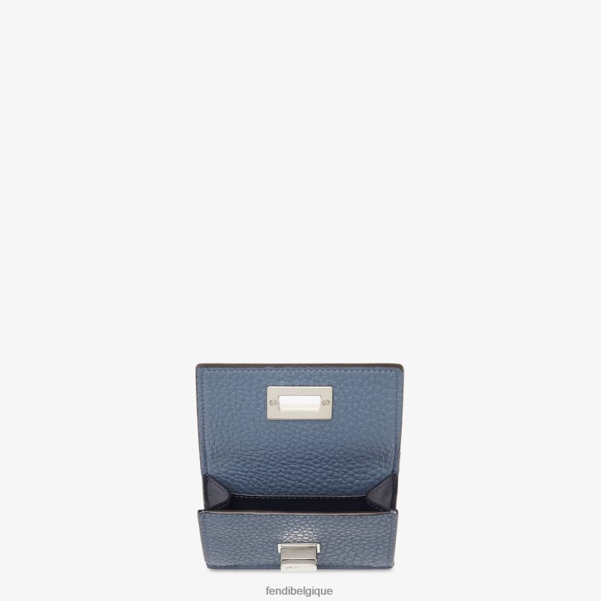 accessoires Fendi Peekaboo - Portefeuille en cuir à trois volets micro bleu femmes 8X8J2J1501 Fendi Sac