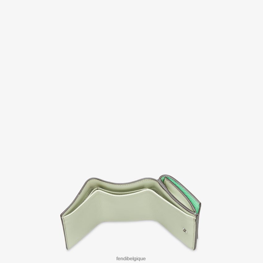 accessoires Fendi Peekaboo - Portefeuille en cuir à trois volets micro vert femmes 8X8J2J1486 Fendi Sac