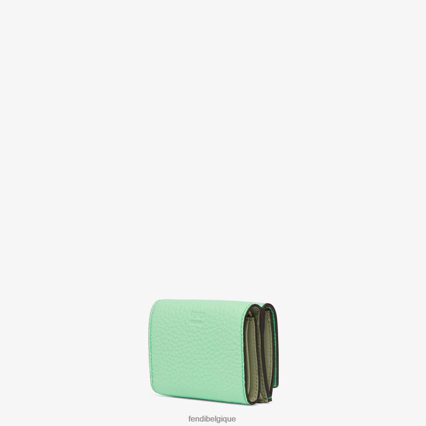accessoires Fendi Peekaboo - Portefeuille en cuir à trois volets micro vert femmes 8X8J2J1486 Fendi Sac