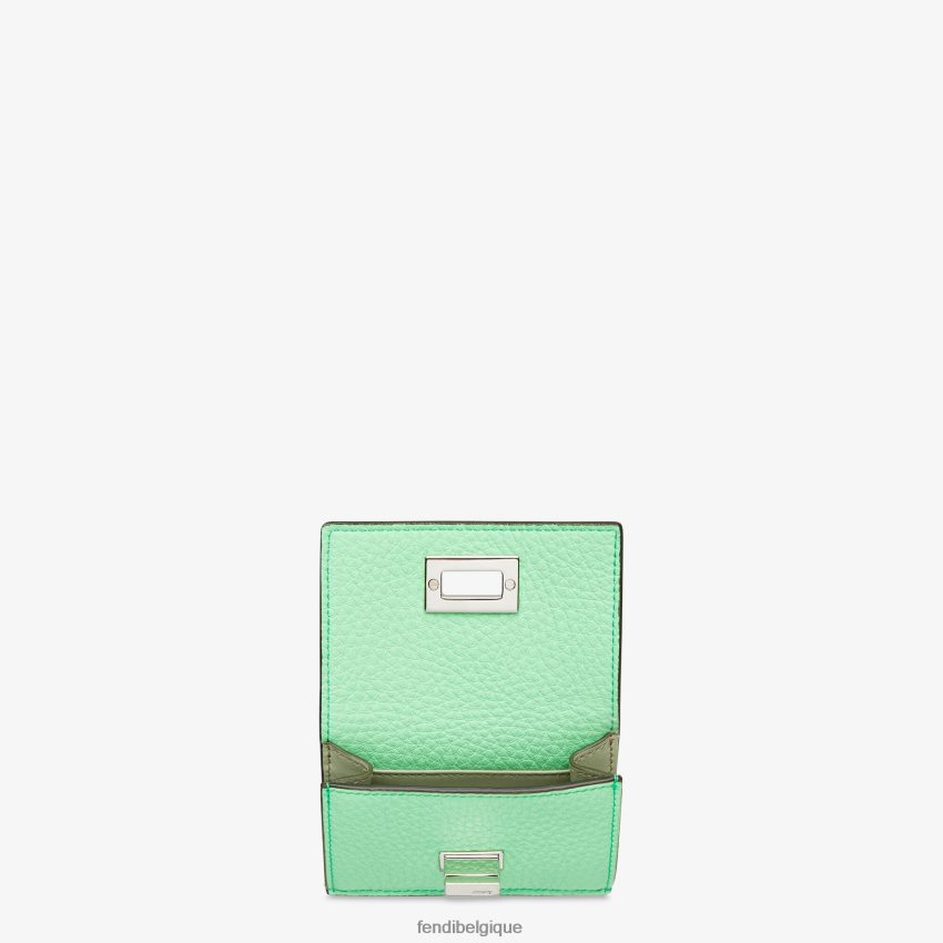 accessoires Fendi Peekaboo - Portefeuille en cuir à trois volets micro vert femmes 8X8J2J1486 Fendi Sac