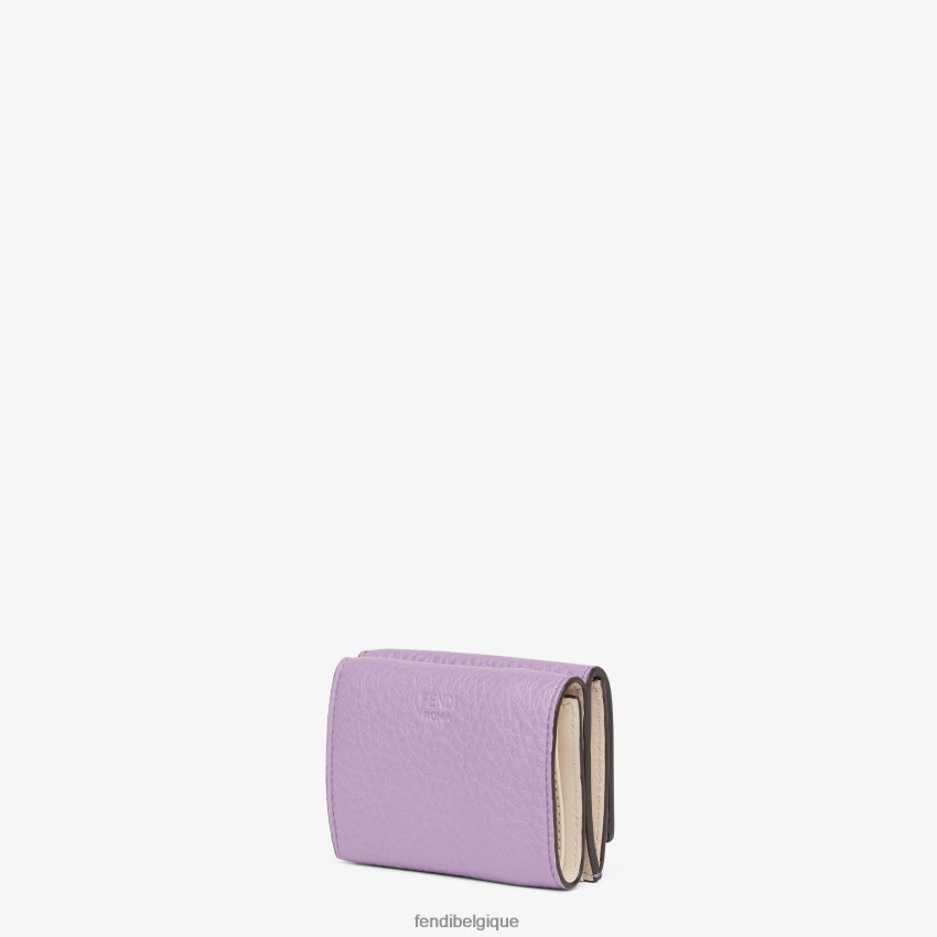 accessoires Fendi Peekaboo - Portefeuille en cuir à trois volets micro violet femmes 8X8J2J1521 Fendi Lunette De Soleil