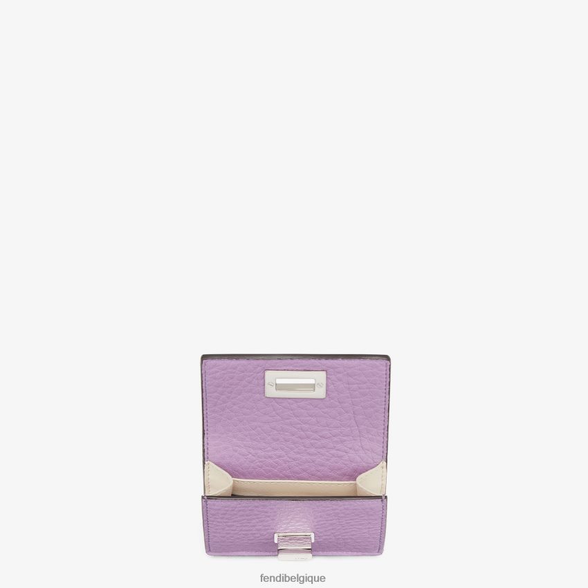 accessoires Fendi Peekaboo - Portefeuille en cuir à trois volets micro violet femmes 8X8J2J1521 Fendi Lunette De Soleil
