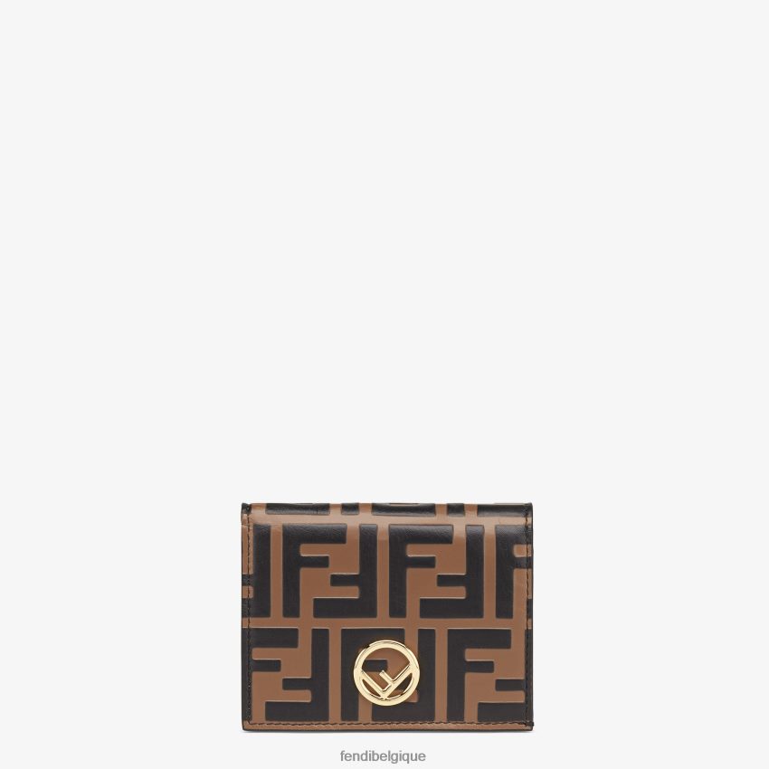 accessoires Fendi petit portefeuille en cuir brun femmes 8X8J2J1481 Fendi Belgique