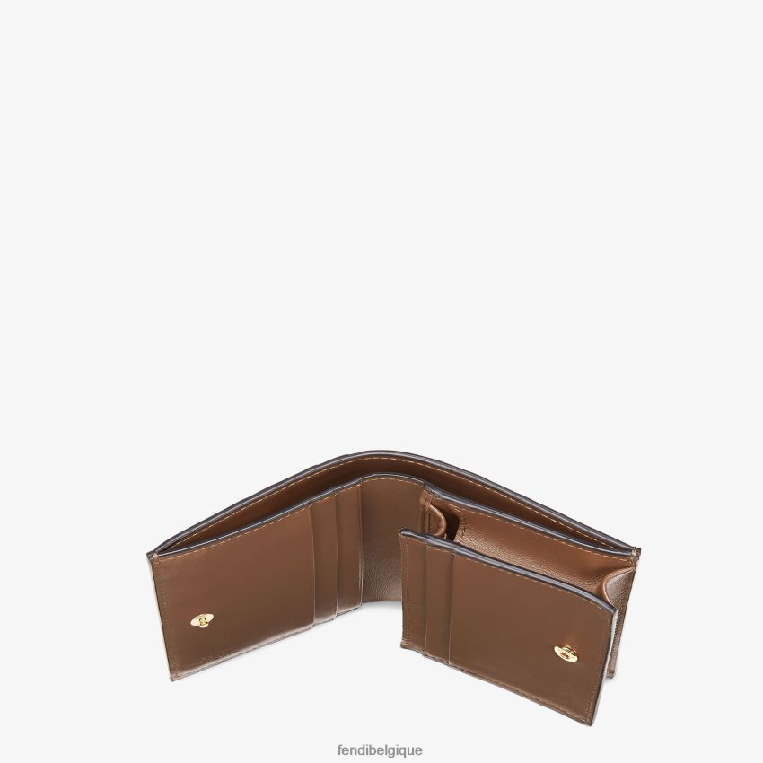 accessoires Fendi petit portefeuille en cuir brun femmes 8X8J2J1481 Fendi Belgique