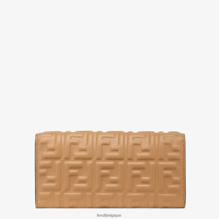 accessoires Fendi portefeuille baguette continental en cuir nappa avec chaîne beige femmes 8X8J2J1561 Fendi Sac