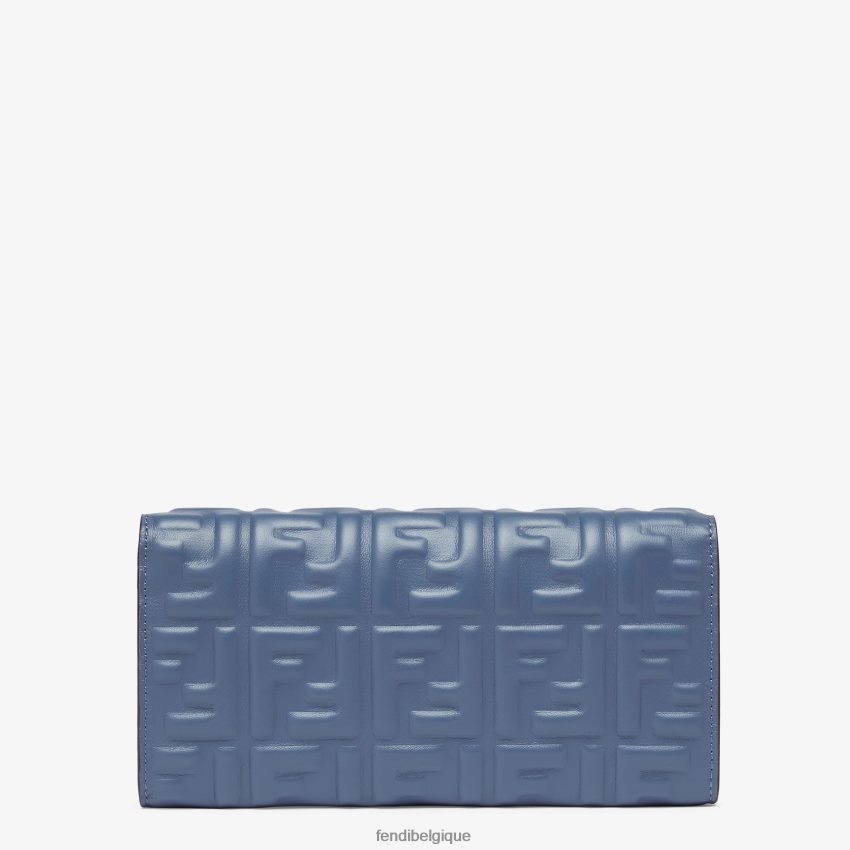accessoires Fendi portefeuille baguette continental en cuir nappa avec chaîne bleu femmes 8X8J2J1490 Fendi Belgique