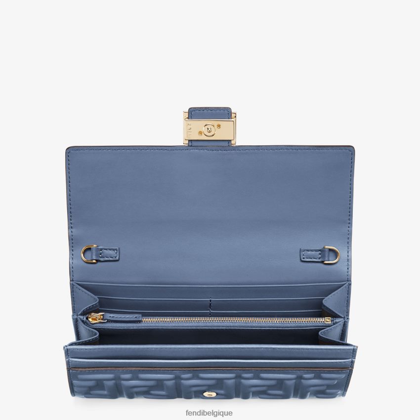 accessoires Fendi portefeuille baguette continental en cuir nappa avec chaîne bleu femmes 8X8J2J1490 Fendi Belgique