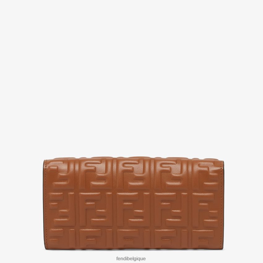 accessoires Fendi portefeuille baguette continental en cuir nappa avec chaîne brun femmes 8X8J2J1441 Fendi Sac