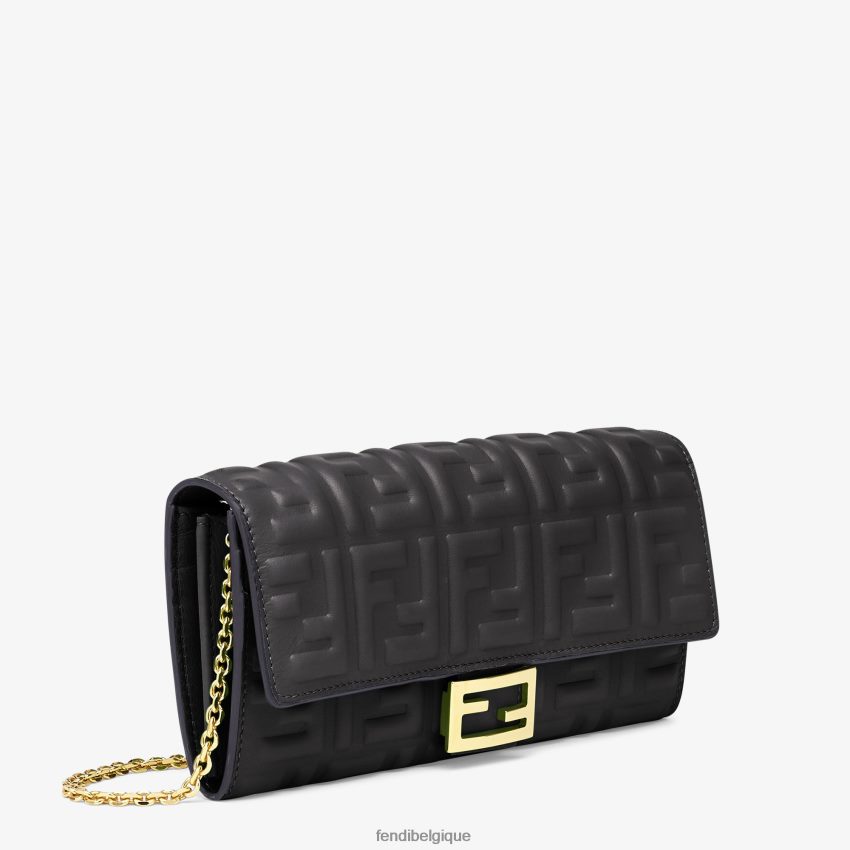 accessoires Fendi portefeuille baguette continental en cuir nappa avec chaîne noir femmes 8X8J2J1424 Fendi Belgique