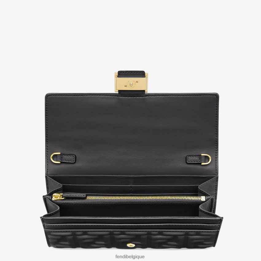 accessoires Fendi portefeuille baguette continental en cuir nappa avec chaîne noir femmes 8X8J2J1424 Fendi Belgique