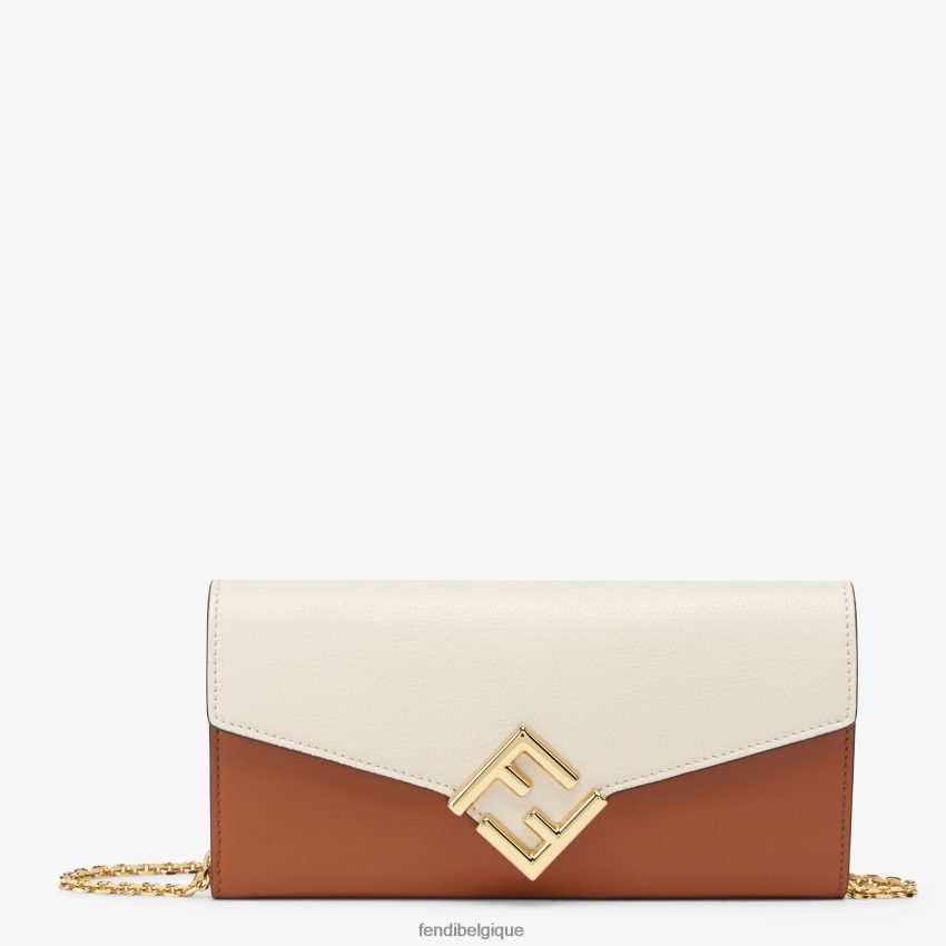 accessoires Fendi portefeuille bicolore en cuir et camélia multicolore femmes 8X8J2J1427 Fendi Belgique