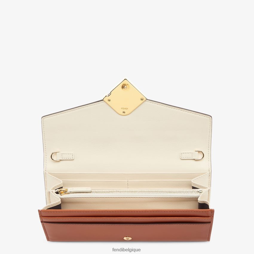 accessoires Fendi portefeuille bicolore en cuir et camélia multicolore femmes 8X8J2J1427 Fendi Belgique